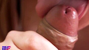 Gentle and sensual blowjob from young teen couple in close up pov