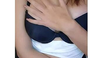 Liloo is totally into caressing her huge tits while masturbating 😍