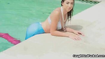 Wet mermaid, can you handle this big cock by the pool?