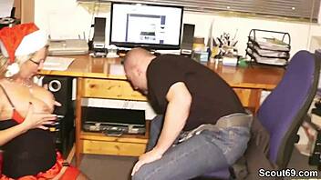 Wow, that horny milf with huge tits is fucking her sister's boss!