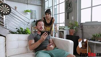 Young Brunette Babe Rides Cock Hard