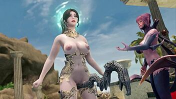 Anime hentai priest masturbates to big tits in animated fantasy video