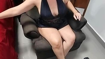 Chubby housewife flaunts her big natural tits on webcam