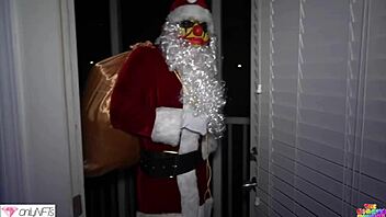 mandi may fucks santa's big bbc and sucks it deep