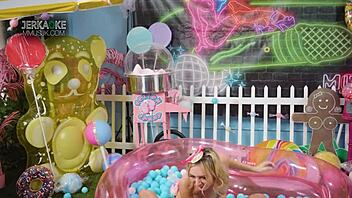 sheena ryder and air thugger play jerkaoke for 1000 dollars getting sweet and sticky in episode 2