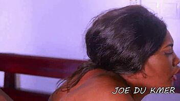 Feeling wild with ebony brunette bent over by the pool