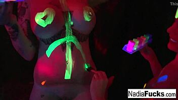 Hardcore group sex with Nadia White, Ophelia and a colorful cock