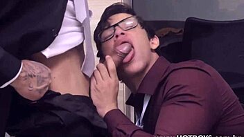 My gay lover gets his ass pounded by his brown-haired boss