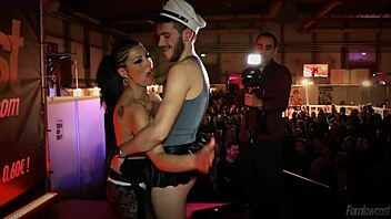 Euro pornstars Sonia and Scarlett's naughty live broadcast