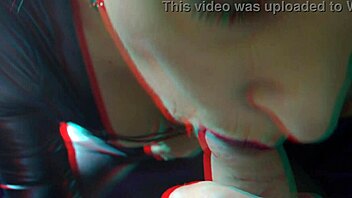 Bettie in catsuit gives blowjob to cameraman