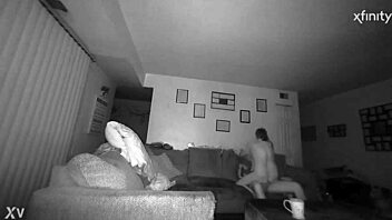 Hidden camera captures creampie action in living room