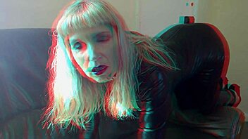 Bettie in catsuit gives blowjob to cameraman