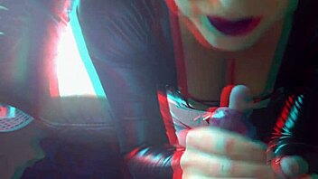 Bettie in catsuit gives blowjob to cameraman