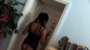 alicia rhodes gets her throat fucked hard then rides cock in missionary while masturbating and fingering