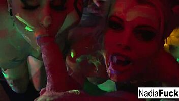 NADIA WHITE and OPELIA with the COLORFUL COCK