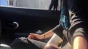 Lesbian friend enjoys car ride handjob