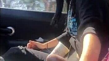 Lesbian friend enjoys car ride handjob