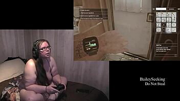 Beautiful fat brunette gets naked in Resident Evil 7 playthrough