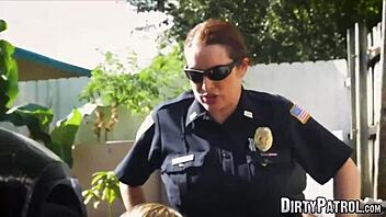 Cop Maggie Green takes on two big cocks in steamy outdoor threesome