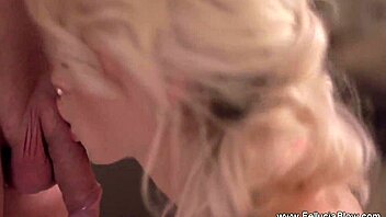 Blonde milf gives sensual blowjob to her lover