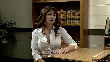 busty milf professor snaps, kneel and take this whip, student!