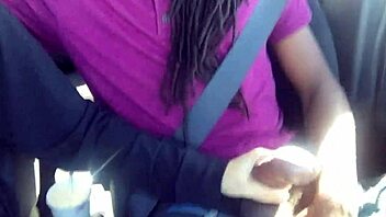 Lesbian friend enjoys car ride handjob