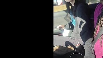 Lesbian friend enjoys car ride handjob