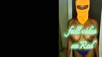 Ebony girlfriend's big tits and ass on display