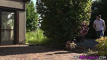 Hot babe sucks monster cock with small tits 😍