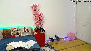 russian blonde changes underwear and clothes, showing off naked body