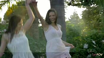 sensual shaved lesbians with tattoos kiss and finger natural tits in slow masturbation scene 😍🔥