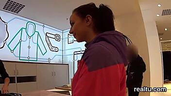 European beauty gets seduced and fucked in the supermarket