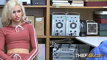 Ditzy Kiara learns to suck the officer's big cock at work