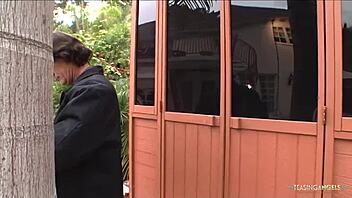 Sweet brunette offers trimmed pussy for hardcore blowjob and facial, bent over