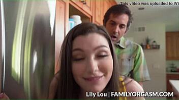 Lily Lou's seductive roleplay leads to a steamy kitchen encounter