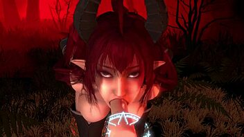 Demon girl trapped by magic dicks in 3D