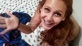 novinha got her first facial at 18, licking cum all over 😋