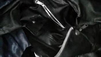 I cummed on my step sister's leather jacket by mistake