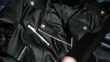 I cummed on my step sister's leather jacket by mistake