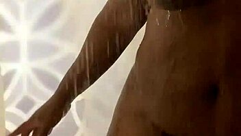 Cum on the shower head while bathing