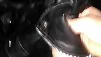 I cummed on my step sister's leather jacket by mistake