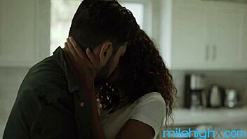 Ebony teen Scarlit Scandal gets pounded from behind by stepdad