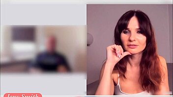 Cute girl Jeny Smith flaunts her natural tits during a Skype lesson