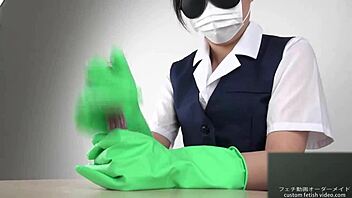 i love giving a handjob with latex gloves on, feeling the fetish thrill as an asian japanese woman