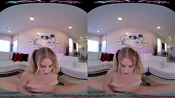 Toy-driven masturbation with Vrallure's blonde bombshell