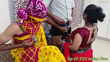 Horny couple invites amateur girls for a wild threesome