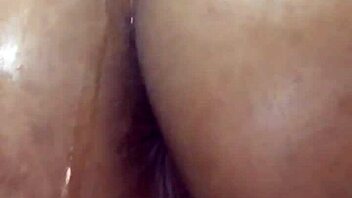 Latina MILF oils up and masturbates in front of bisexual couple