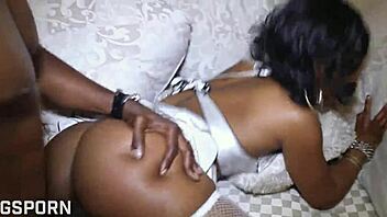 Amateur black foursome featuring nice girls in fishnets