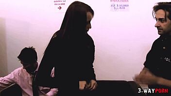 Hot redhead endures anal double penetration from two cocks in threesome