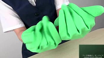 i love giving a handjob with latex gloves on, feeling the fetish thrill as an asian japanese woman